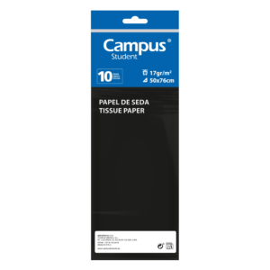 PAPEL SEDA CAMPUS COLLEGE 50 X 76 CM NEGRO 10 HOJAS                                                 