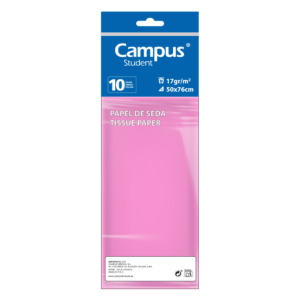 PAPEL SEDA CAMPUS COLLEGE 50 X 76 CM ROSA CLARO 10 HOJAS                                            