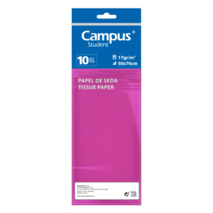 PAPEL SEDA CAMPUS COLLEGE 50 X 76 CM ROSA OSCURO 10 HOJAS                                           