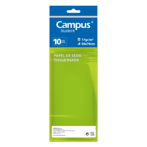 PAPEL SEDA CAMPUS COLLEGE 50 X 76 CM VERDE CLARO 10 HOJAS                                           