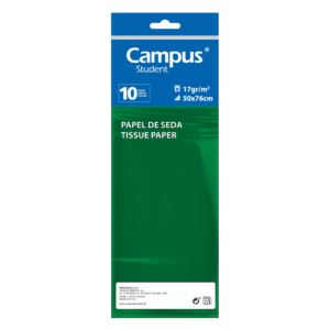 PAPEL SEDA CAMPUS COLLEGE 50 X 76 CM VERDE OSCURO 10 HOJAS                                          