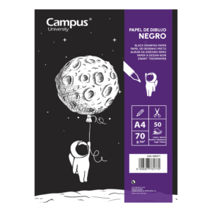 BLOC DE DIBUJO CAMPUS COLLEGE A4 50 HOJAS 70G NEGRO                                                 