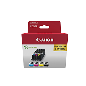 CANON CARTUCHOS CLI551 CMYK MULTI ECOPACK 4 COLORES CARTON