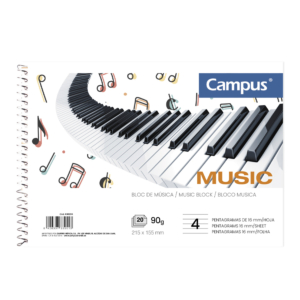 BLOC MÚSICA CAMPUS A5 20 HOJAS 80G 4 PENTAGRAMAS PÁGINA                                             