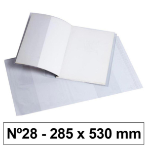 FORRO HECHO PARA LIBROS 120 MICRAS PVC 285 X 530 MM Nº28 TRANSPARENTE 5 UD.                         