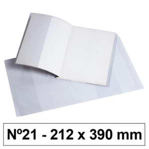 FORRO HECHO PARA LIBROS 120 MICRAS PVC 212 X 390 MM Nº21 TRANSPARENTE 5 UD.                         
