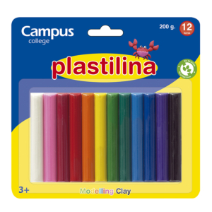 PLASTILINA CAMPUS COLLEGE 200G 12 COLORES                                                           