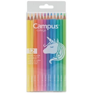 LÁPICES DE COLORES MADERA CAMPUS COLLEGE 12 COLORES PASTEL                                          