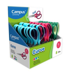 TIJERA CAMPUS UNIVERSITY CURVE 145 MM COLORES SURTIDOS EXPOSITOR 24 UD.                             
