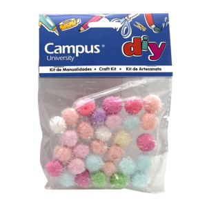 SET MANUALIDADES CAMPUS UNIVERSITY POMPONES GLITTER                                                 