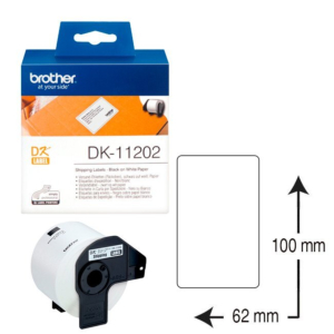 ETIQUETAS AUTOADHESIVAS PAPEL TÉRMICO BROTHER 62 X 100 MM. (300 ETIQ./ROLLO) REF. DK-11202