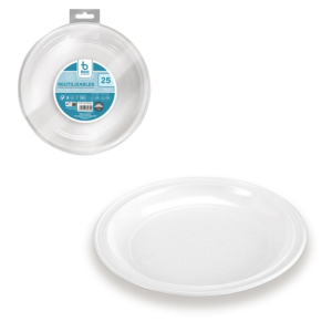 PLATO DE POSTRE BLANCO REUTILIZABLE DE 17 CM.