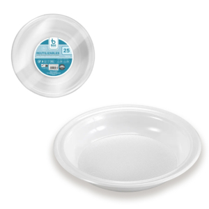 PLATO DE HONDO BLANCO REUTILIZABLE DE 20 CM.