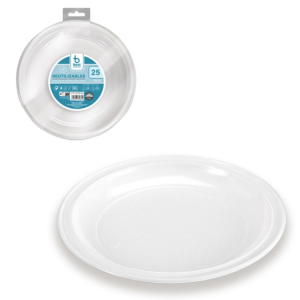 PLATO LLANO BLANCO REUTILIZABLE DE 22 CM.