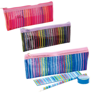 PORTATODO CAMPUS UNIVERSITY TRANSPARENTE RAYAS PLANO 1 CREMALLERA 3 COLORES                         