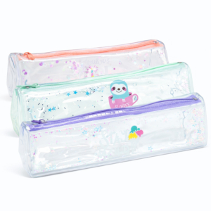 PORTATODO CAMPUS COLLEGE TRIANGULAR TRANSPARENTE GLITTER 1 CREMALLERA 3 COLORES                     