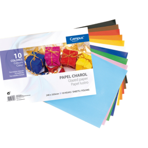 BLOC PAPEL CHAROL CAMPUS UNIVERSITY FOLIO PARA TRABAJOS MANUALES 10 COLORES SURTIDOS