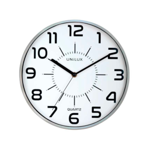 RELOJ DE PARED UNILUX GRIS METALIZADO 30 CM.