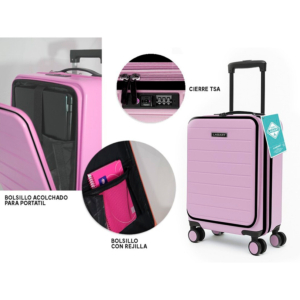 MALETA TROLLEY CABINA POCKET ROSA PASTEL REF. 334000