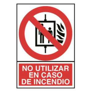 PICTOGRAMA COFAN PROHIBIDO USO EN CASO DE INCENDIOS                                                 