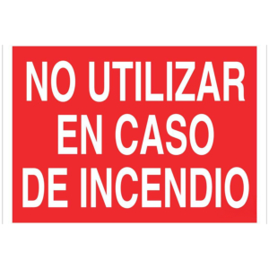 PICTOGRAMA COFAN NO UTILIZAR EN CASO DE INCENDIO                                                    
