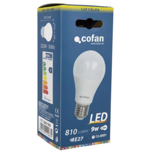 BOMBILLA LED COFAN CLASIC E27 9W 810 LUM CÁLIDA                                                     