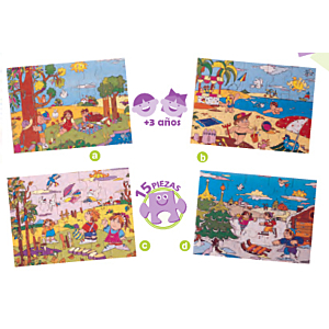 PACK 4 PUZZLES MADERA ESTACIONES DEL AÑO