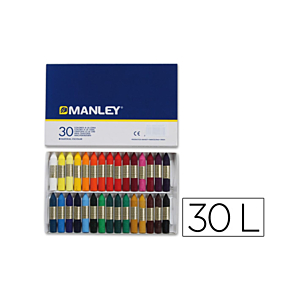 LAPICES CERA MANLEY CAJA DE 30 COLORES SURTIDOS