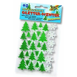 PEGATINAS FOLIA GLITTER 40UD ABETOS/COPOS NIEVE