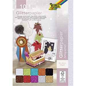 CARTULINA FOLIA GLITTER 24X34CM 170G 10 COLORES