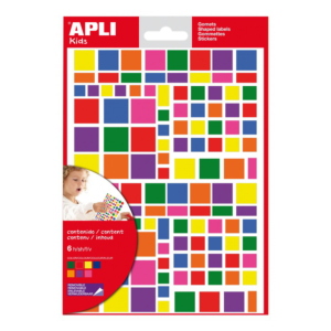 GOMETS APLI AUTOADHESIVO CUADRADO MULTICOLOR BLISTER DE 6 HOJAS