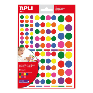 GOMETS APLI AUTOADHESIVO FORMAS SURTIDAS MULTICOLOR BLISTER DE 6 HOJAS