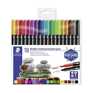 ROTULADOR STAEDTLER PERMANETE DOBLE PUNTA CAJA 18 COLORES