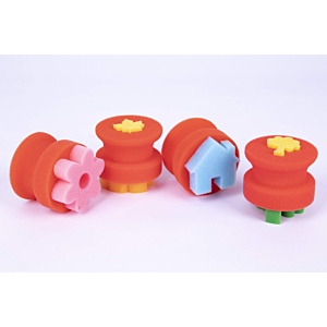 SELLOS ESPONJAS JUMBO FLOR-ARBOL-HOJA-CASA 4 UDS Ø80MM