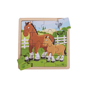 PUZZLES BANDEJA MAMAS Y BEBES 16 PIEZAS CABALLOS