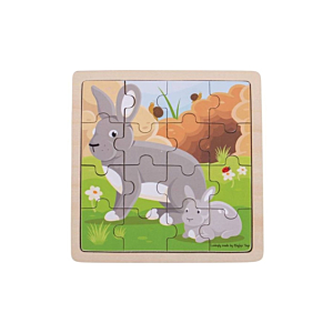 PUZZLES BANDEJA MAMAS Y BEBES 16 PIEZAS CONEJOS