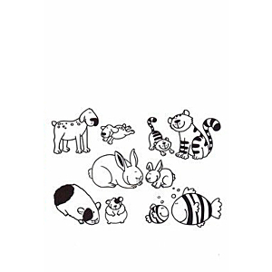 STAMPOMINOS 10UD + ALMOHADILLA ANIMALES DOMESTICOS