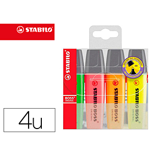 ROTULADOR STABILO BOSS FLUORESCENTE 70 ESTUCHE DE 4 UNIDADES COLORES SURTID