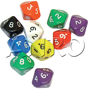 DADOS NUMERICOS BOLSA 12 UND. BLANCOS