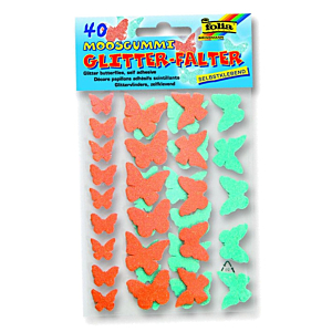 PEGATINAS FOLIA GLITTER 40UD MARIPOSAS