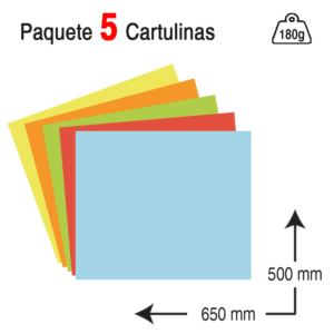CARTULINA FABRISA 50 X 65 CM. 180 G. COLORES FUERTES SURTIDOS