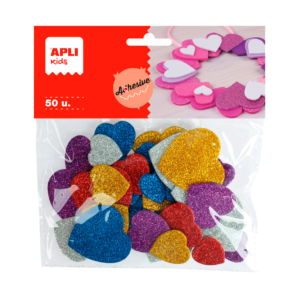 BLÍSTER DE FORMAS DE CORAZÓN FOAM PURPURINA ADHESIVAS REF. 13484