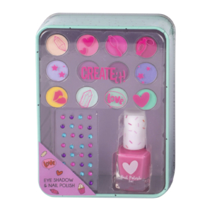 SET DE SOMBRAS Y ESMALTES UÑAS CREATE IT CAJA METÁLICA                                              