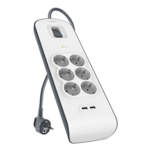 REGLETA 6 ENCHUFES Y 2 USBA CABLE2M