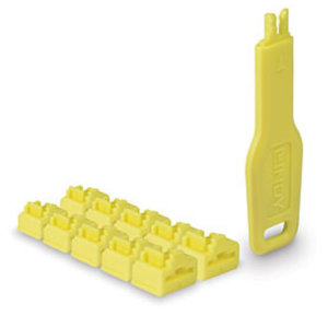 RJ45 PORT LOCKS YELLOW, 10X + 1 KEY