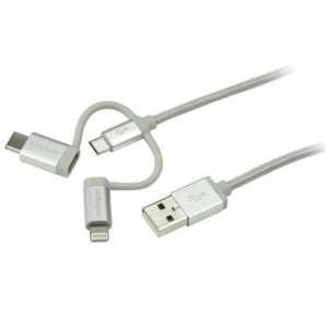 CABLE 1M USB A LIGHTNING USBC MICRO