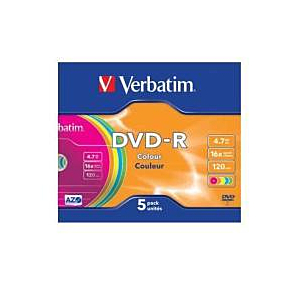 DVD-R 4.7 16X SLIM 5 COLOR VERBATIM